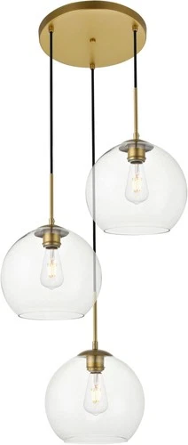 Living District Baxter 3-Light Metal Pendant in Brass and Clear Finish - Picture 2 of 9