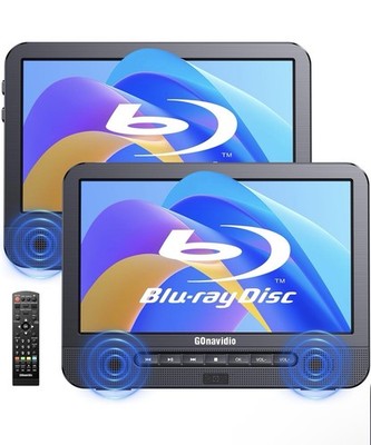 GOnavidio 10.1'' Portable Blu Ray Players for Car with Rechargeable Battery