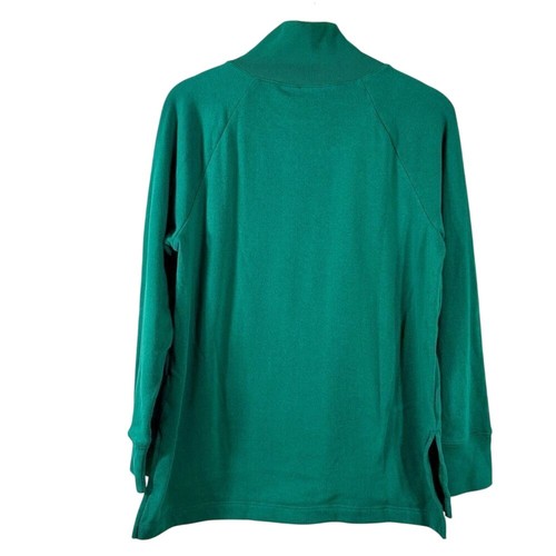 J. Crew Damen Sweatshirt Smaragdgrün Baumwolle Fleece Knopf Kutte Preppy Gr. S - Bild 3 von 8