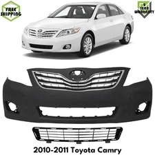 Front Bumper Cover Paintable & Grille Assembly Kit For 2010-2011 Toyota Camry