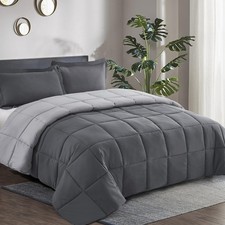 Grey California King Comforter Set - 3 Pieces, Soft Reversible Duvet Shams