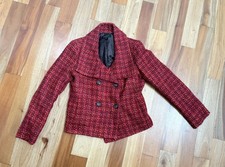 TALBOTS SIZE 2 RED PINK TWEED BUTTON BLAZER COAT JACKET