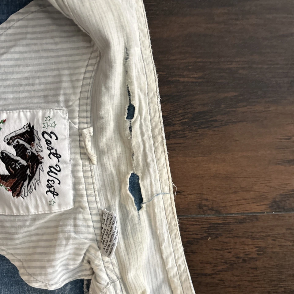 复古 East West 酸洗牛仔夹克正品大号女式 80 年代 — 第 4/4 张图片