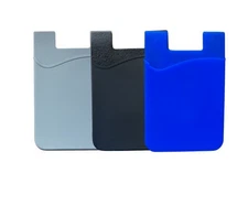 Phone Wallet Stick-On-Multi-Purpose Silicone Card Holder,Grey+Black+Blue 3Pcs