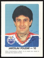 Jaroslav Pouzar Signed 1984-85 Post Red Rooster Card Edmonton Oilers