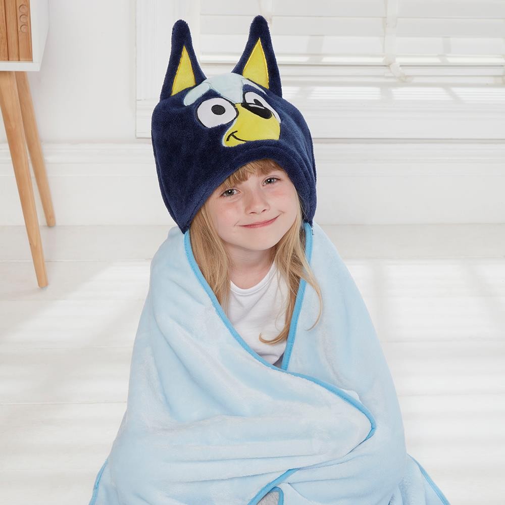 Toalla De Baño Con Capucha Bluey Playa Piscina Perro Niños Oficial Azul