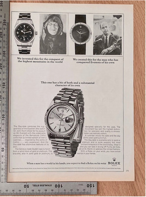 Rolex Day-Date & Explorer 1016 Oyster Case 1967 Vintage Watch Ad Werbung Reklame