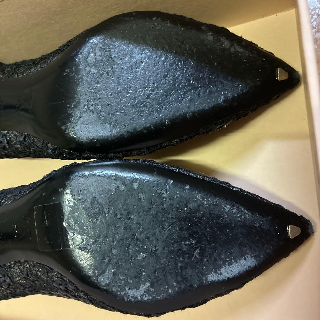 LOUIS VUITTON Pumps Heel Lace Black EU37.5/US7.5 120390c thumbnail 14