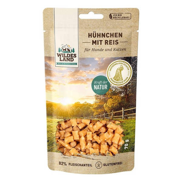 Wildes Land HüHnchen Mit Reis 70G Hund Katze Snack Leckerli Belohnung-image