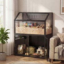 Hamster Cage with Storage Cabinet, Small Animal Cage with Acrylic Panels