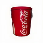 Vintage 12" Large Red Coca Cola Metal Bucket With Lid And Handles