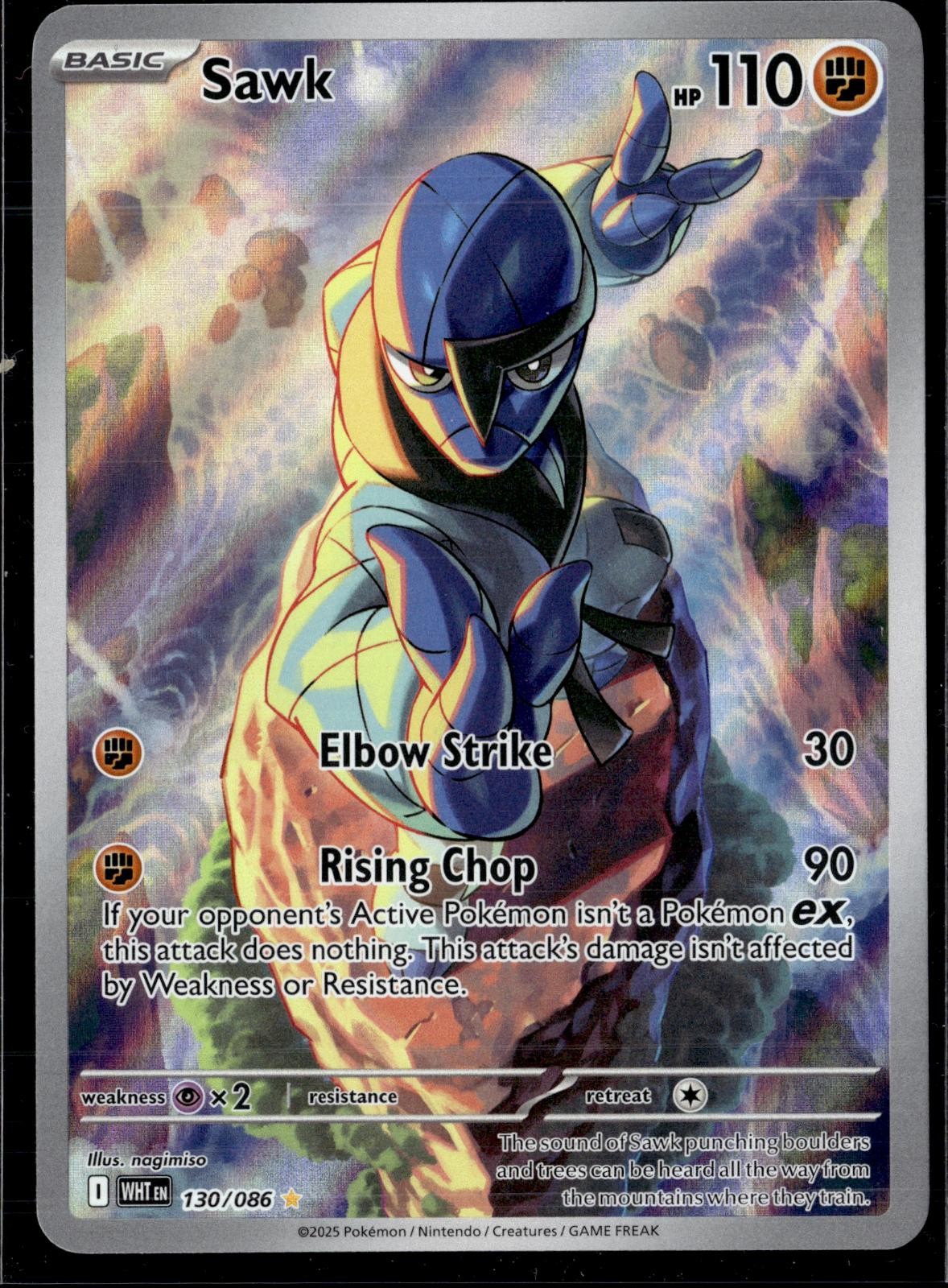 Sawk 130/086 Illustration Rare White Flare Pokemon Holo Near Mint