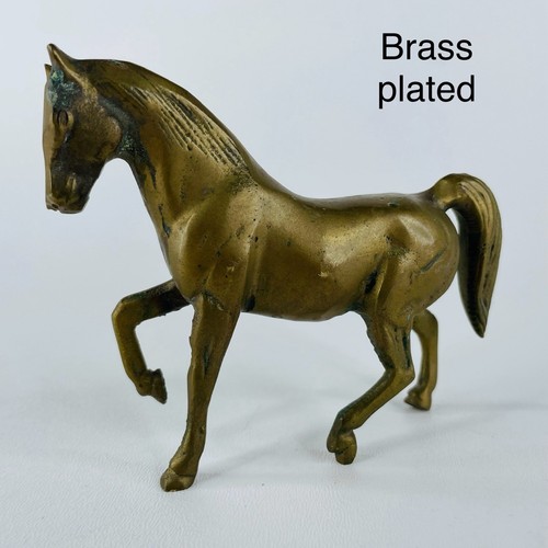 Vintage Messing Mustang Wildpferd 4,5" B x 3,5" T Figur Statue Skulptur Briefbeschwerer