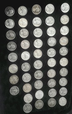USA 25 Cents Silver Quarters(Quantity 48)various Dates See Pictures