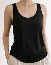 Eileen Fisher Black Tank Top Sheer 100 Silk Size SP