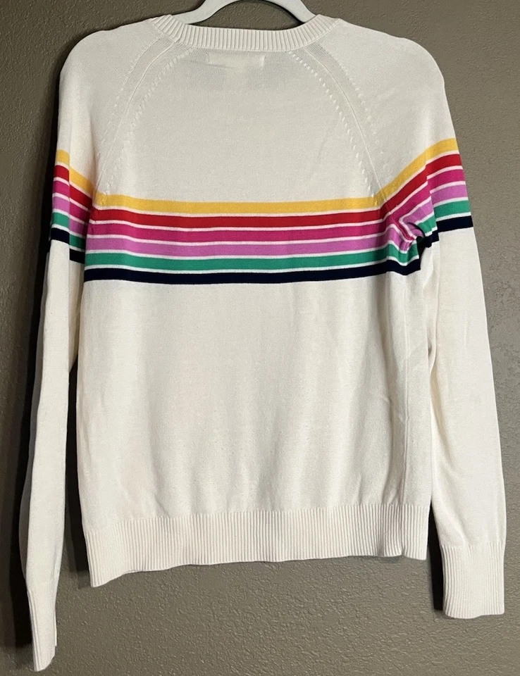 C&C California Cream Rainbow Stripe Crew Neck Sweater Women’s size Small - Image 2 of 4
