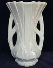 Large 12" McCoy Pottery Handled Strap Ribbon Vase Gloss White Art Deco EUC