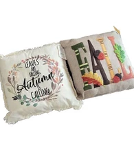 New 13" Autumn Fall Harvest Maple Leaf Throw Decorative Chair Bed Pillow Burlap