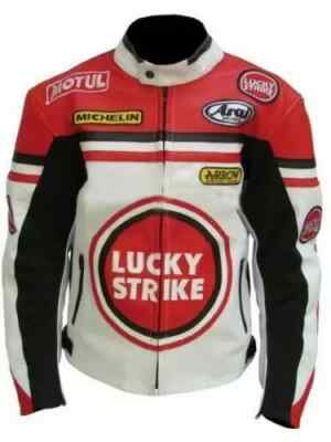 Lucky Strike Leather Jacket 【値下げ交渉 有】 Yellow Lucky Strike Motorbike Riding Cowhide Leather Jacket