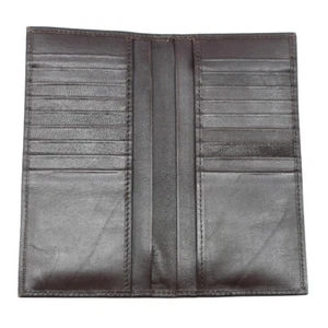 Brown Mens Long Slim Wallet Pure Leather 22 Pockets for ID's Credit Cards Cash 