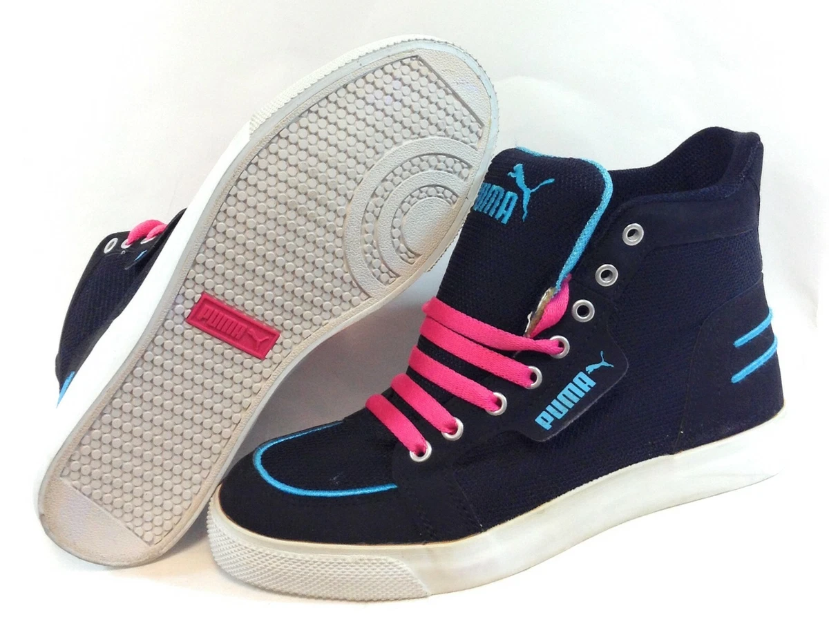 Womens Puma Hooper Mid Mesh Nubuck 349899 01 Black Blue Pink Sneakers Shoes