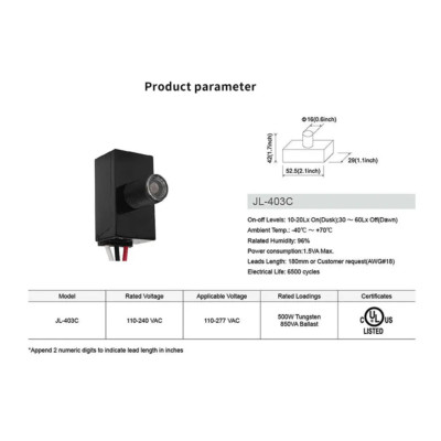 Dämmerungssensor Dämmerungsschalter 230V 1000W  Mini Lichtsensor Switchssensor L