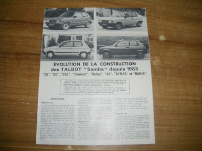 revue technique 422 talbot samba Pièces détachées Citroen DS CX 2CV