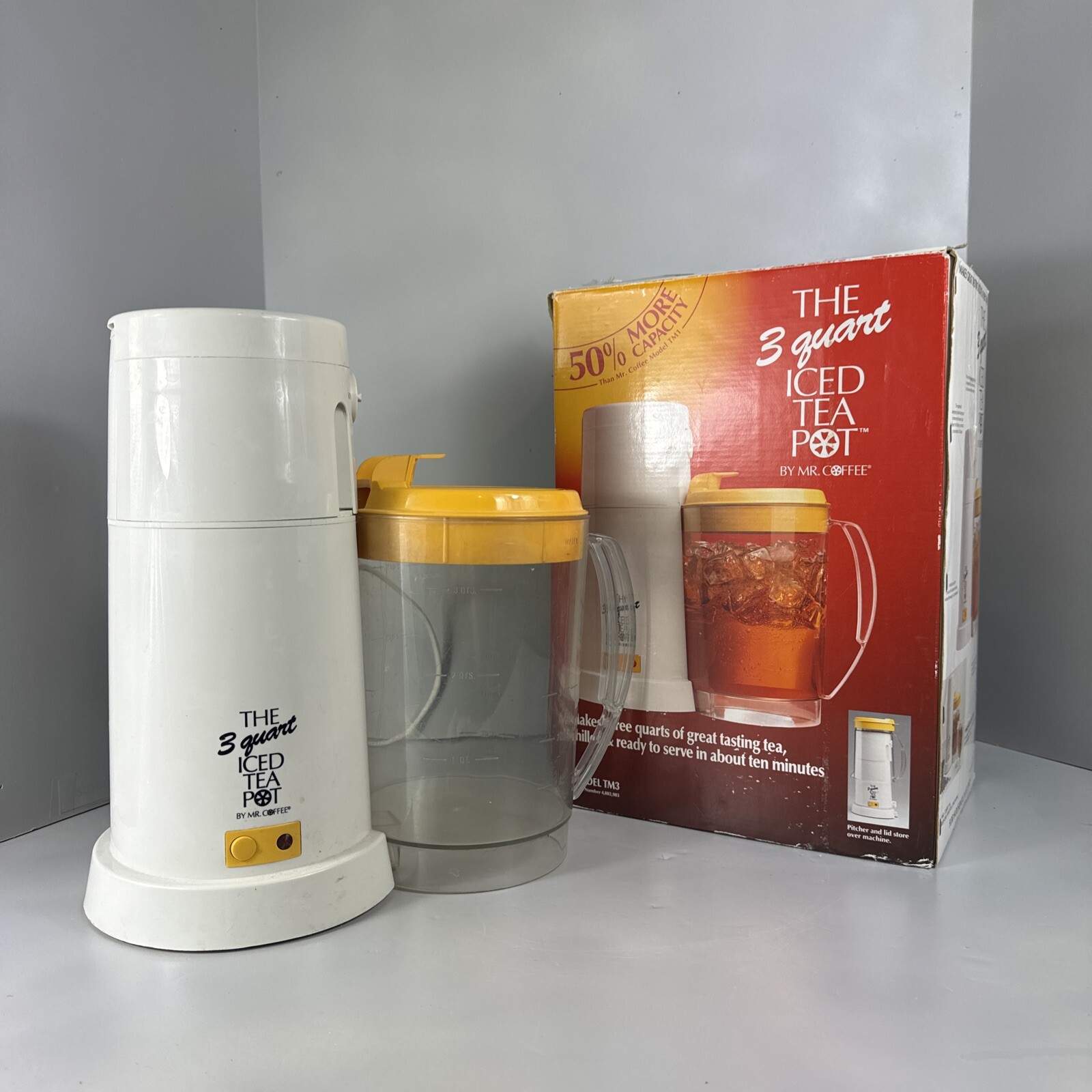 Mr Coffee Iced Tea Maker 3 QUART TM3 Vintage Sunbeam 1993 With Box eBay