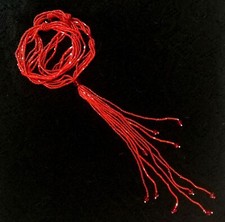 50% OFF!  MULTI STRAND CORAL RED CZECH SEED GLASS BEADS LONG TASSEL NECKLACE