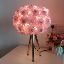 Rose Lamp Rose Table Lamp Pink Princess Lamp Gold Tripod Desk Lamp Bedside La...