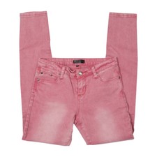 THIS CITY WOMENS SKINNY CAMDAN WASH RED JEANS WITH STUDDED BACK POCKET