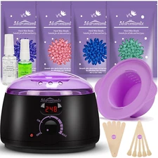 Waxing Kit -Digital Wax Warmer Machine for Hair Removal with 4 Packs of Hard Wax