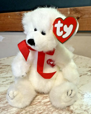 VTG Retired TY Attic Treasure Amore Beanie Baby Heart White Bear Plush