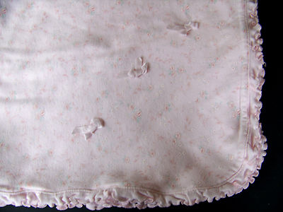 Pink Flower Ruffle Baby Blanket 3 Pink Bows Cotton Lovey | eBay