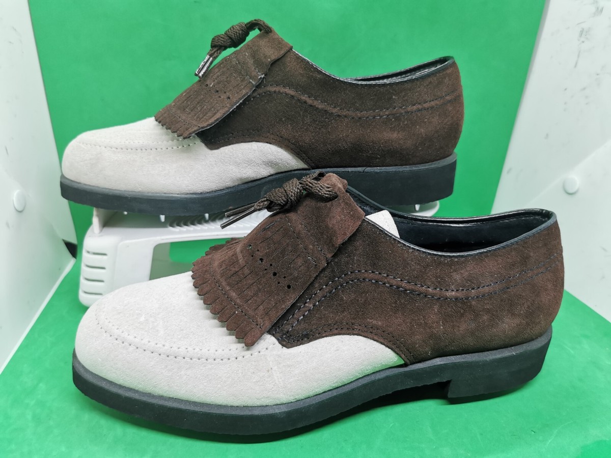 Vintage HUSH PUPPIES Men's Suede Leather Golf Shoe Size 7.5M Biege