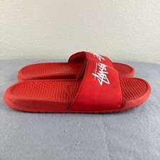 Nike x Stussy Slides Mens 13 Habanero Red Sandals Benassi Slip On