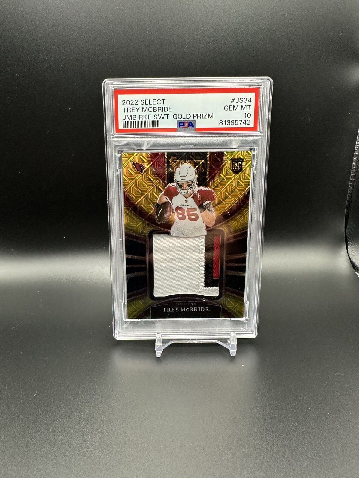 Trey McBride Panini Select Jumbo Rookie Swatch #JS34 Gold Prizm