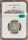1854-O NGC & CAC AG3 Liberty Seated Quarter 25c New Orleans Mint - Toned Reverse