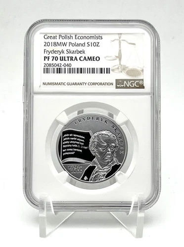 Poland 2018 The Great Polish Economists Fryderyk Skarbek Silver Coin NGC PF70