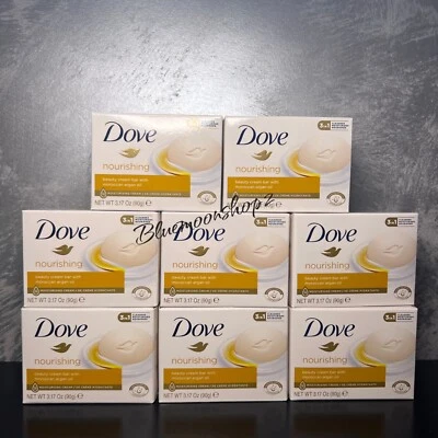 8 x 90g Dove Nourishing Beauty Cream Soap Bar With Moroccan Argan Oil