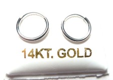 14Kt WHITE Gold Smallest 10MM Endless 050 Hoop Earrings - FREE SHIPPING