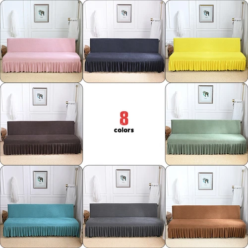Stretch Armlos Schlafsofa Bezug Futon Schonbezug Rock Voll Faltbar Elastisch 8 Farben - Bild 2 von 35