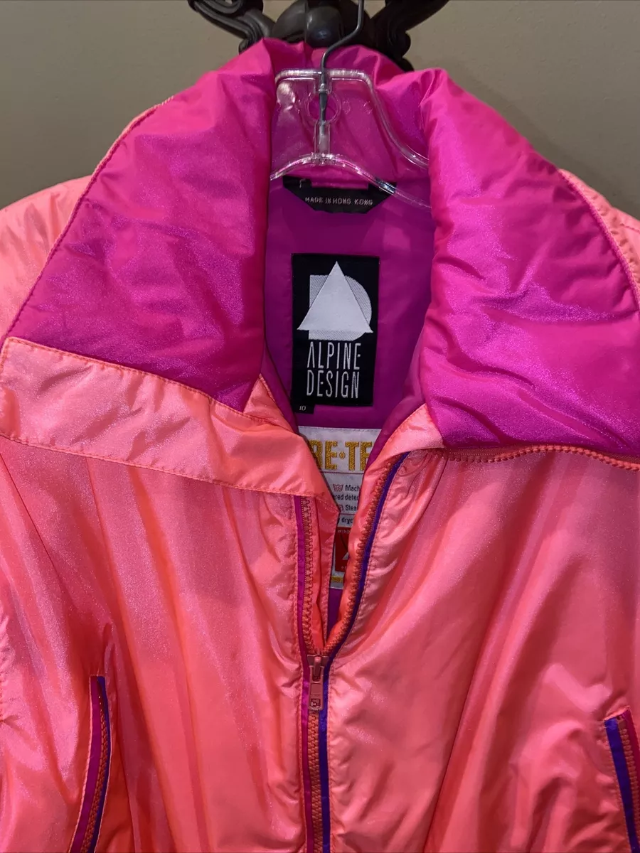 Alpine Design Gore Tex Vtg hot pastel 80 90 s Ski snow Jacket Windbreaker Puffer