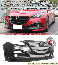 Fits 14-16 Mazda 3 4/5dr KS-Style Front Bumper with Black Mesh Grille