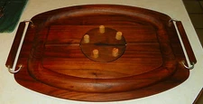 Mid Century Walnut Serving Meat Cutting Tray By Gladmark Burbank (HD93)