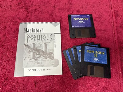Populous & Populous II (Macintosh, 1994) Floppy Game discs plus manual