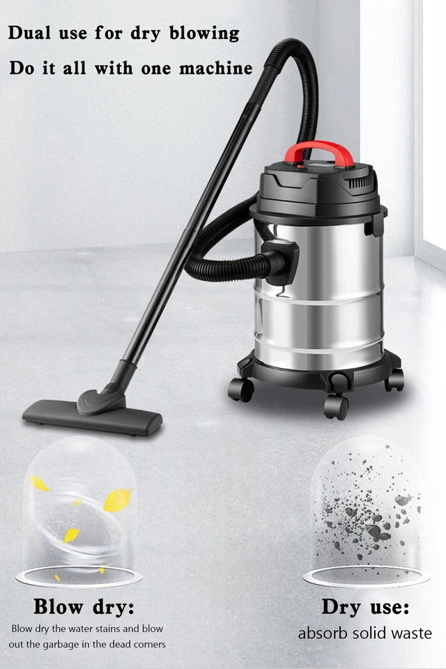 5 Gallon Steel Stainless Wet/Dry Canister Vac Shop Vacuum Cleaner 1800W - Image 3 of 4