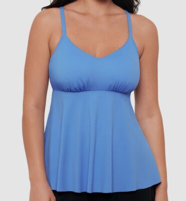 Swim Solutions Womens Blue V-Neck Tankini Top Swimwear Size 10