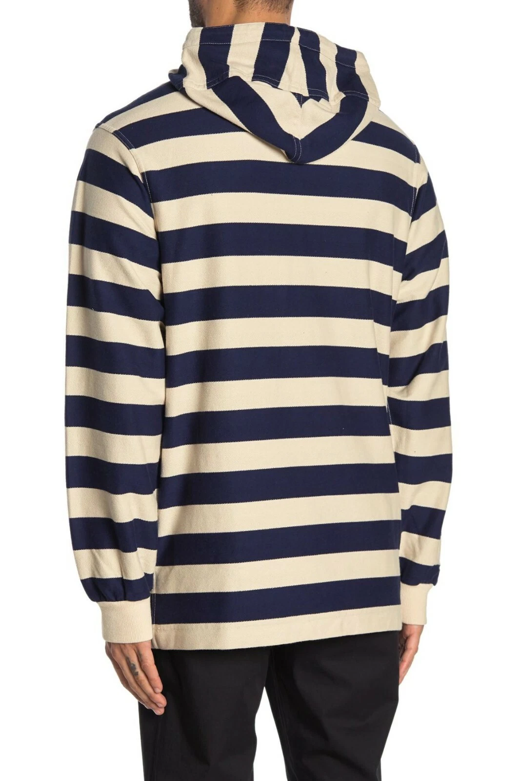 Felpa con cappuccio Burberry uomo Thornford Navy Strip Pullover taglia Medium vendita al dettaglio $650
