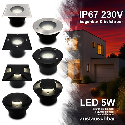 LED Bodeneinbauleuchte IP67 Bodeneinbaustrahler Außen Weg Boden TIERRA kurz